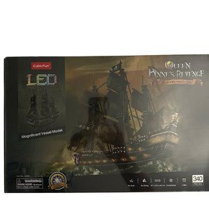 New Sealed in Box LED Queen Anne’s Revenge Blackbeard’s Ship 3D Puzzle 340 Piece